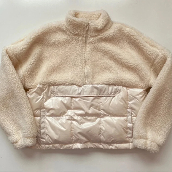 FABLETICS Nelly Mixed Media Half Zip Cream Size Large - Picture 7 of 16